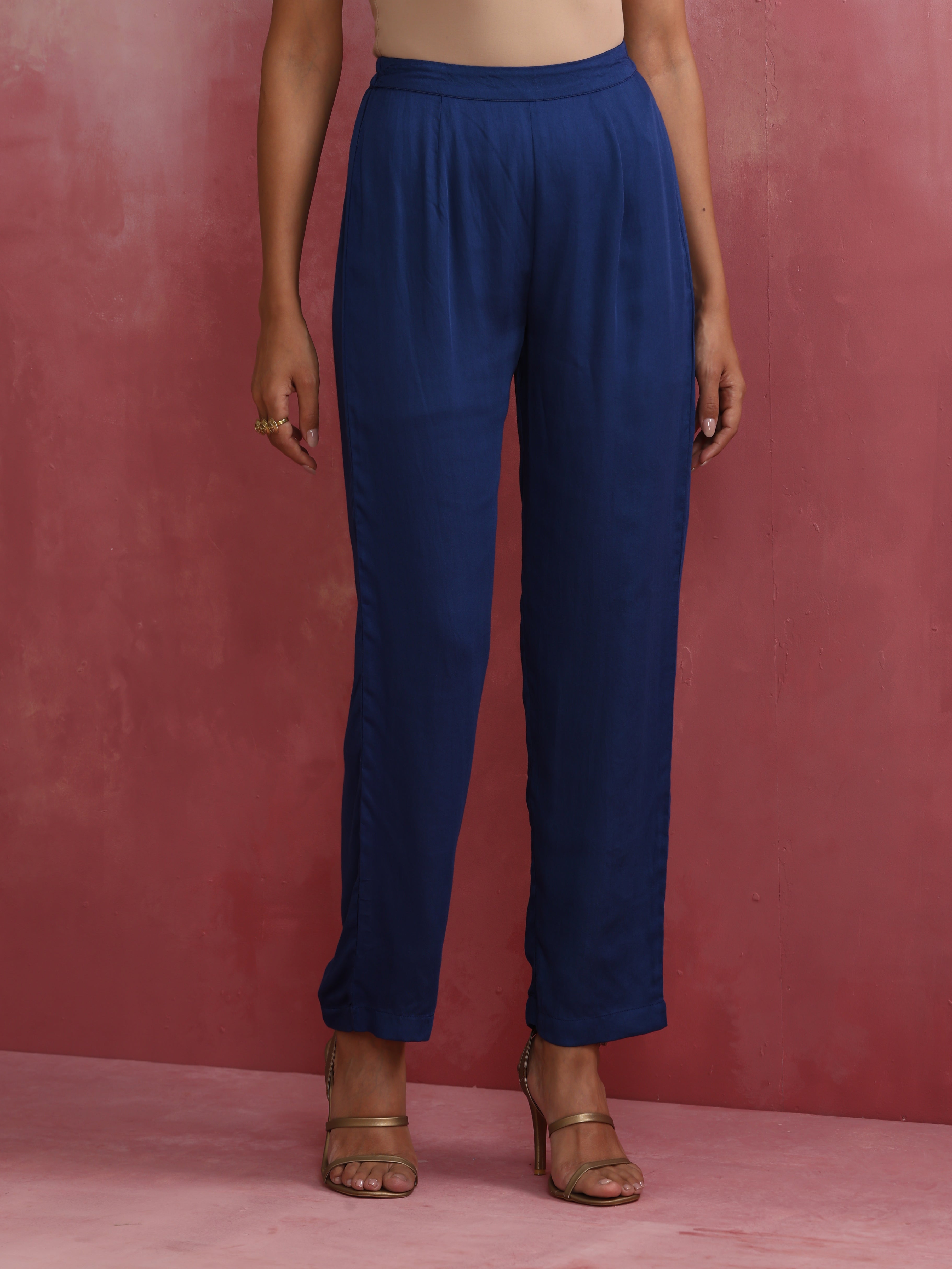 trueBrowns Blue Modal Front Slit Kurta set | Grocsy