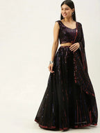 Tulsi Art Black Embellished Sequinned Semi-Stitched Myntra Lehenga & Unstitched Blouse With Dupatta | Grocsy