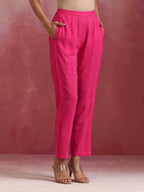 trueBrowns Pink Cotton Dobby Kurta Set | Grocsy