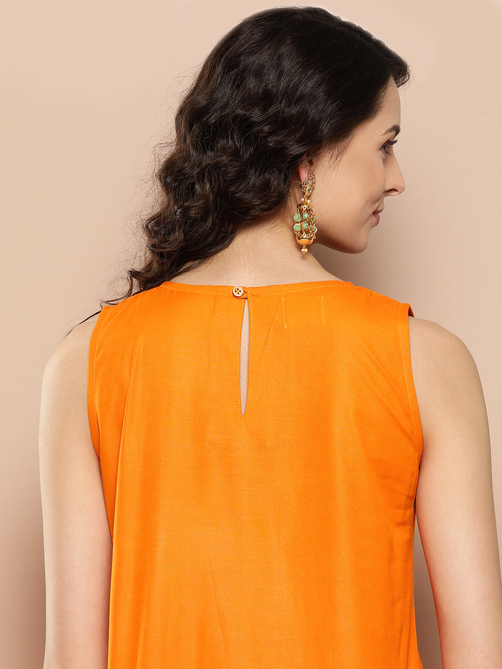 InWeave Women's Tangy Orange Short Pallazo Set W Green Or Dupatta | Grocsy