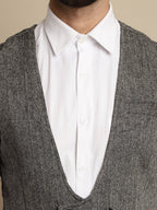 Even Apparels Men's Grey Woolen Double Breast Waistcoat | Grocsy