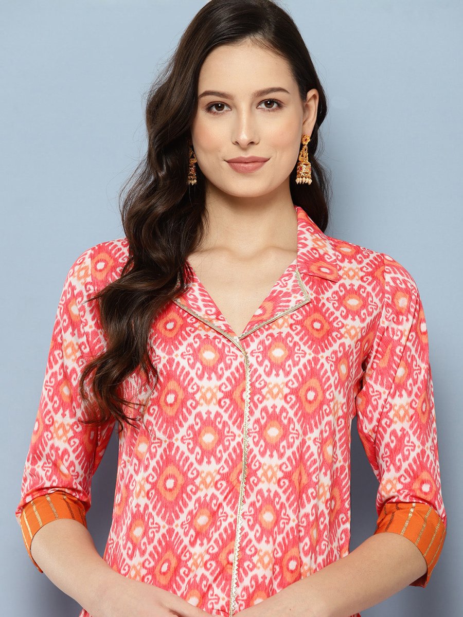 Ahalyaa Women Ethnic Motifs Printed Regular Gotta Patti Kurta with Palazzos | Grocsy