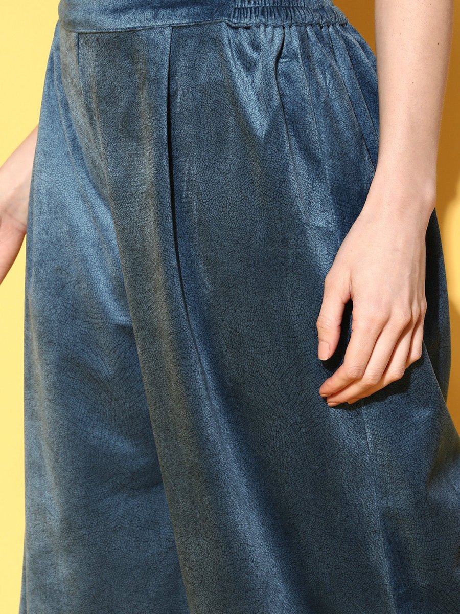 Ahalyaa Women Gotta Patti Velvet Kurta with Palazzos & With Dupatta | Grocsy