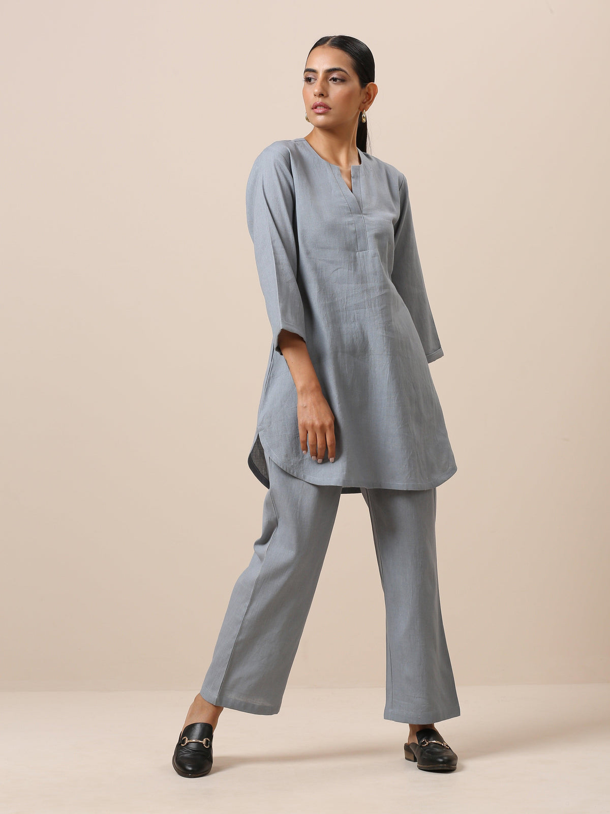 trueBrowns Cotton Steel Blue Short Co-Ord Set | Relove | Grocsy