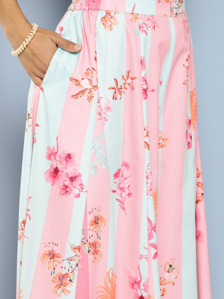 Ahalyaa Women Floral Printed Top with Palazzos & Shrug | Grocsy