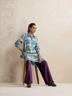 trueBrowns Purple Woollen Flared Pants | Grocsy