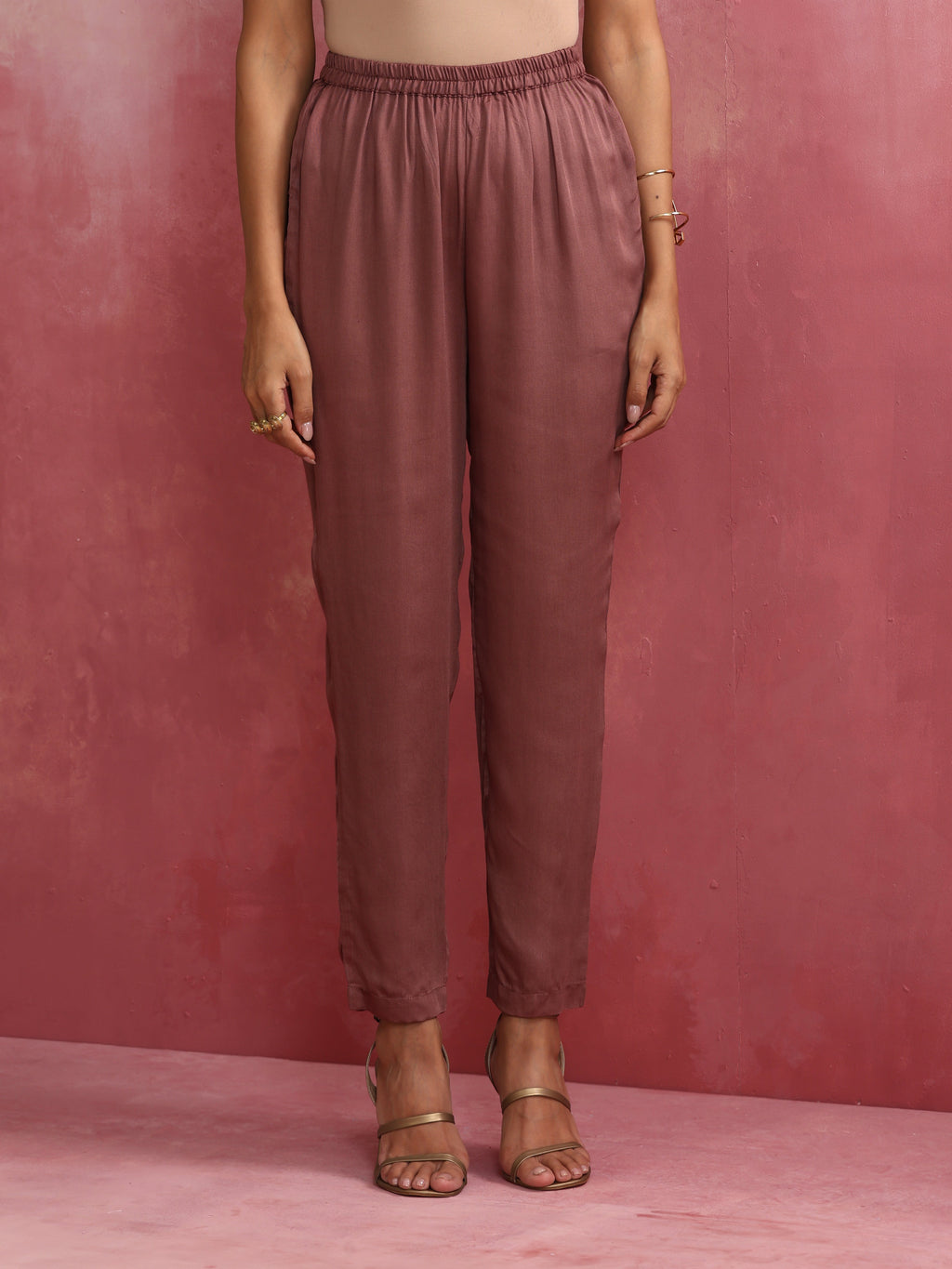 trueBrowns Pink Modal Kimono Kurta Set | Grocsy