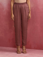trueBrowns Pink Modal Kimono Kurta Set | Grocsy