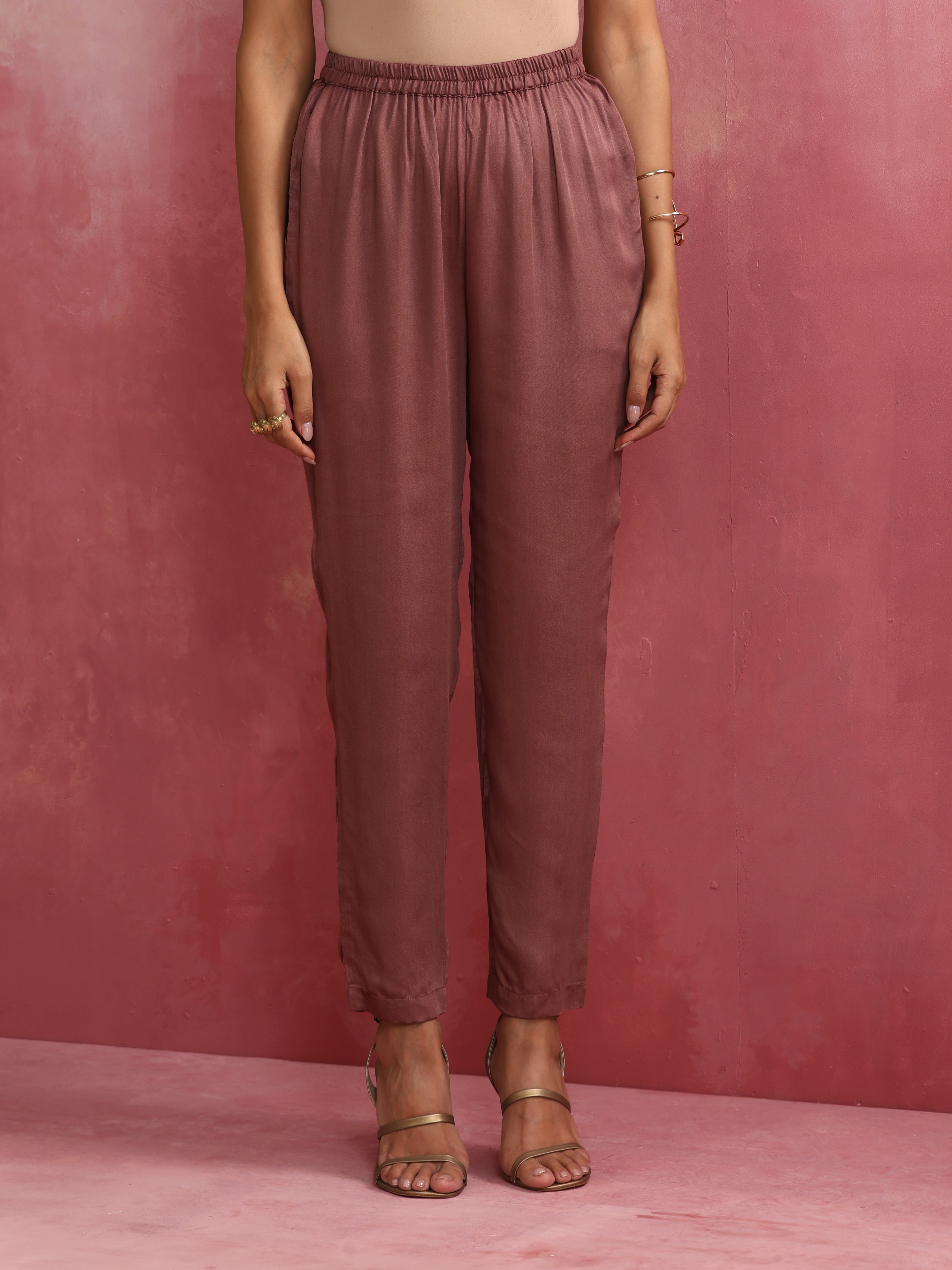 trueBrowns Pink Modal Kimono Kurta Set | Grocsy