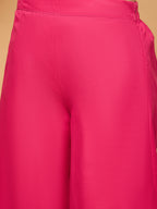 InWeave Women's Fuchsia Flared Kurta Palazzo Set | Grocsy