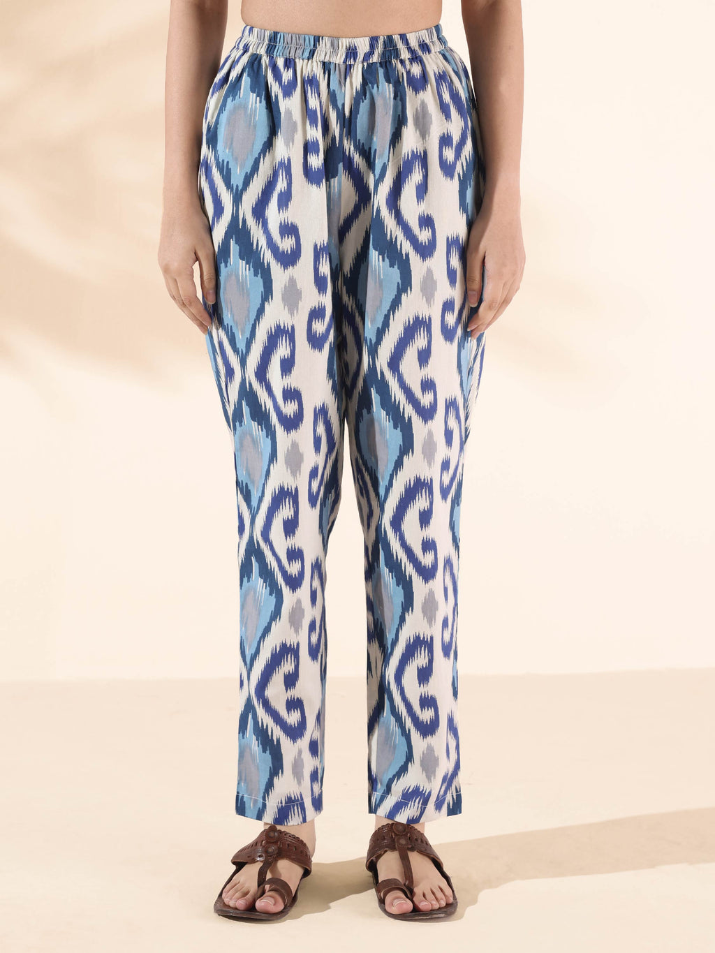 trueBrowns Blue Cotton Ikat Relaxed Co-ord Set | Grocsy