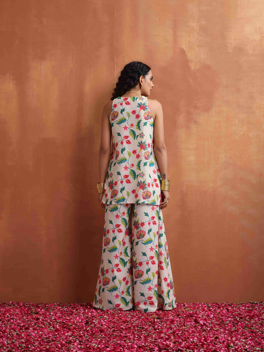 trueBrowns Off White Print Sharara Set | Grocsy
