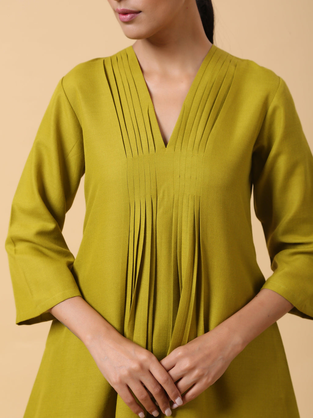 trueBrowns Cotton Linen Lime Green Pleated Co-Ord Set | Relove | Grocsy