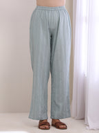 trueBrowns Eggshell Blue Dobby Neck Pleat Kurta Pant Set | Grocsy