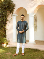 Fabmade Embroidered Regular Sequinned Chanderi Silk Kurta With Pyjamas | Grocsy