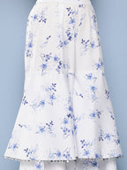 Ahalyaa Women White Floral Printed Sequinned Kurta with Sharara & With Dupatta | Grocsy