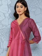Ahalyaa Colourblocked Printed Wrap Ethnic Dress | Grocsy