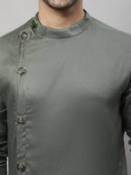 Even Apparels Green Sherwani Kurta With Asymetrical Cut | Grocsy