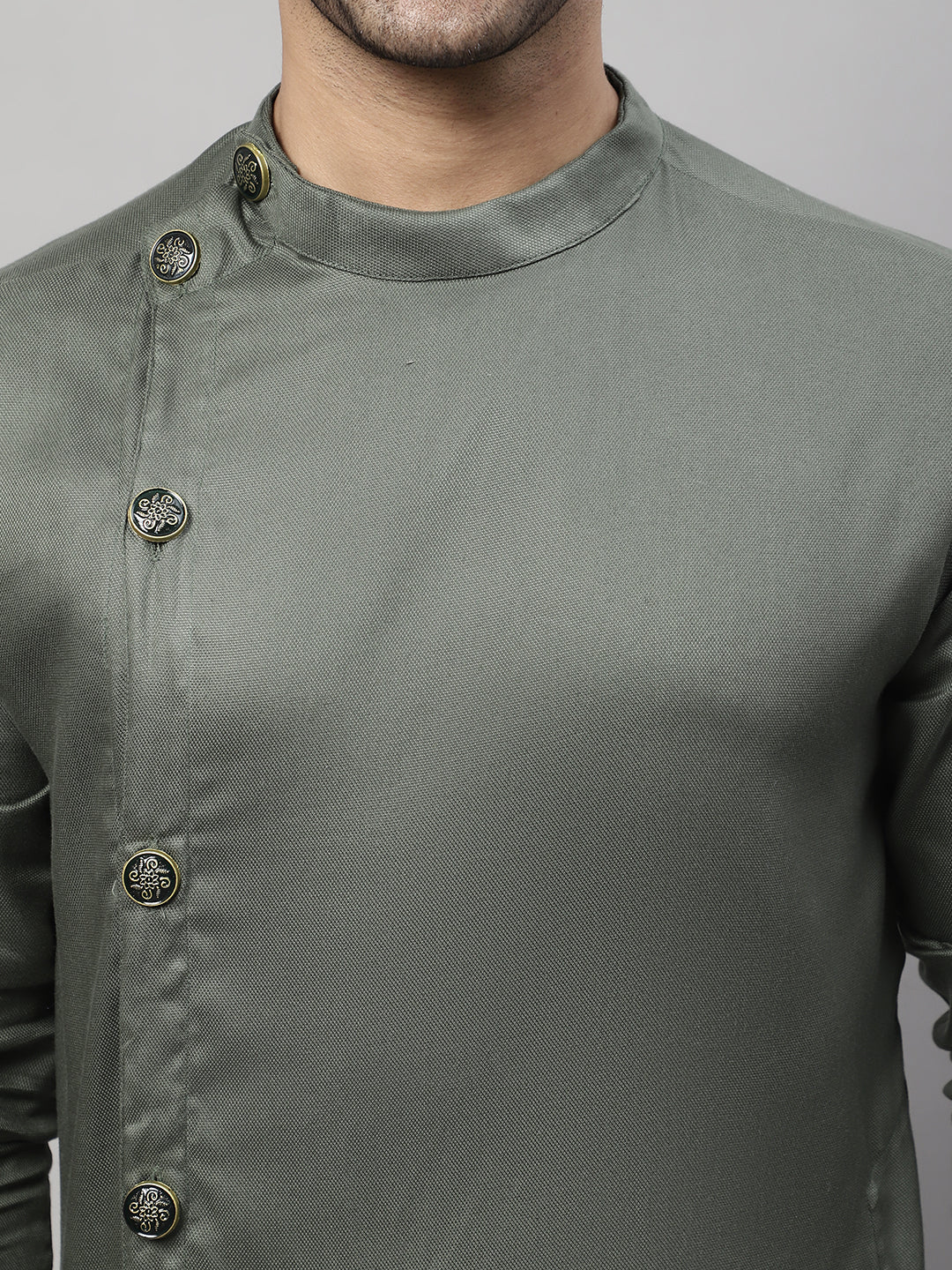Even Apparels Green Sherwani Kurta With Asymetrical Cut | Grocsy