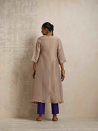 trueBrowns Lilac Tissue Angrakha Kurta Set | Grocsy