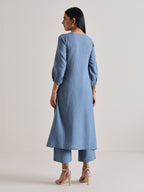 trueBrowns Light Blue Kurta Pant Set | Grocsy