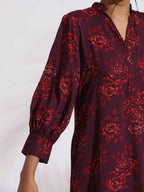 trueBrowns Purple Floral Print Kurta Set | Grocsy