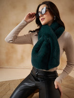 InWeave Women's Dark Teal Faux Fur Neck Warmer | Grocsy
