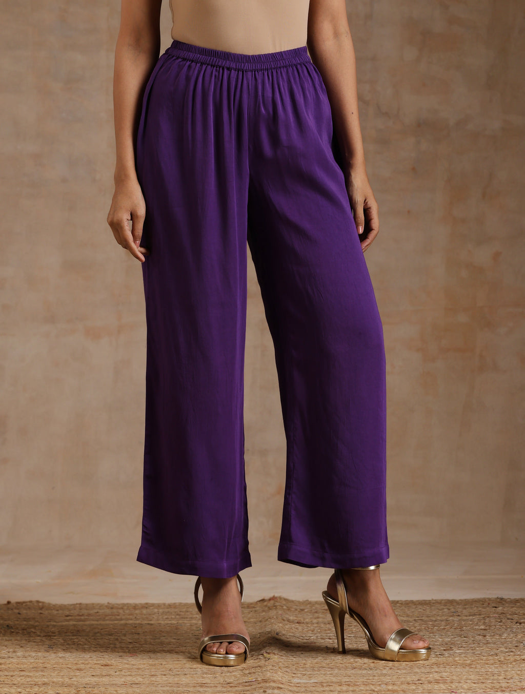 trueBrowns Violet Modal Satin Anarkali Set | Grocsy