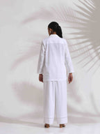 trueBrowns White Cotton Schiffli Jacket Co-ord Set | Grocsy