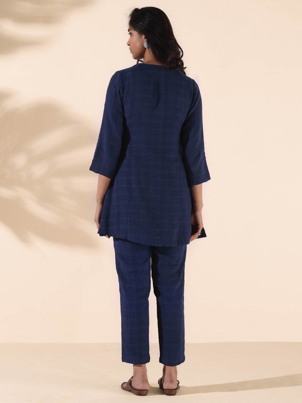trueBrowns Blue Cotton Dobby Regular Co-ord Set | Grocsy