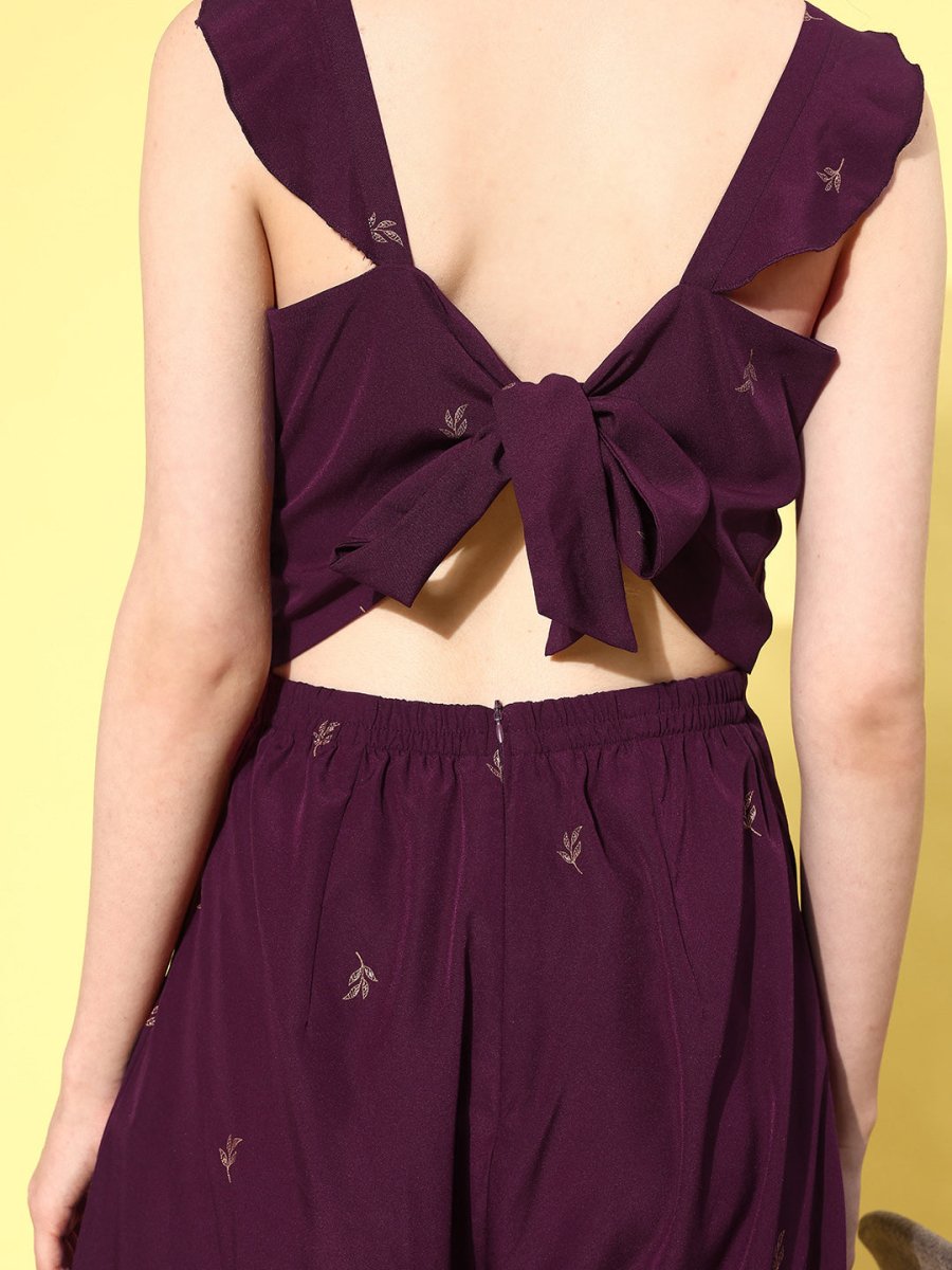 Ahalyaa Printed Basic Jumpsuit with Ruffles | Grocsy