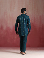 trueBrowns Men's Blue Ikat Print Mandarin Collar Kurta Co-ord set | Grocsy