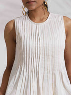 trueBrowns Off-White Cotton Skirt Co-ord Set | Grocsy