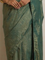 trueBrowns Dark Green Gold Lurex Ready To Wear Saree | Grocsy