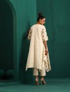 trueBrowns Ivory Rhombus Cotton Handkerchief Kurta Pant Set | Grocsy
