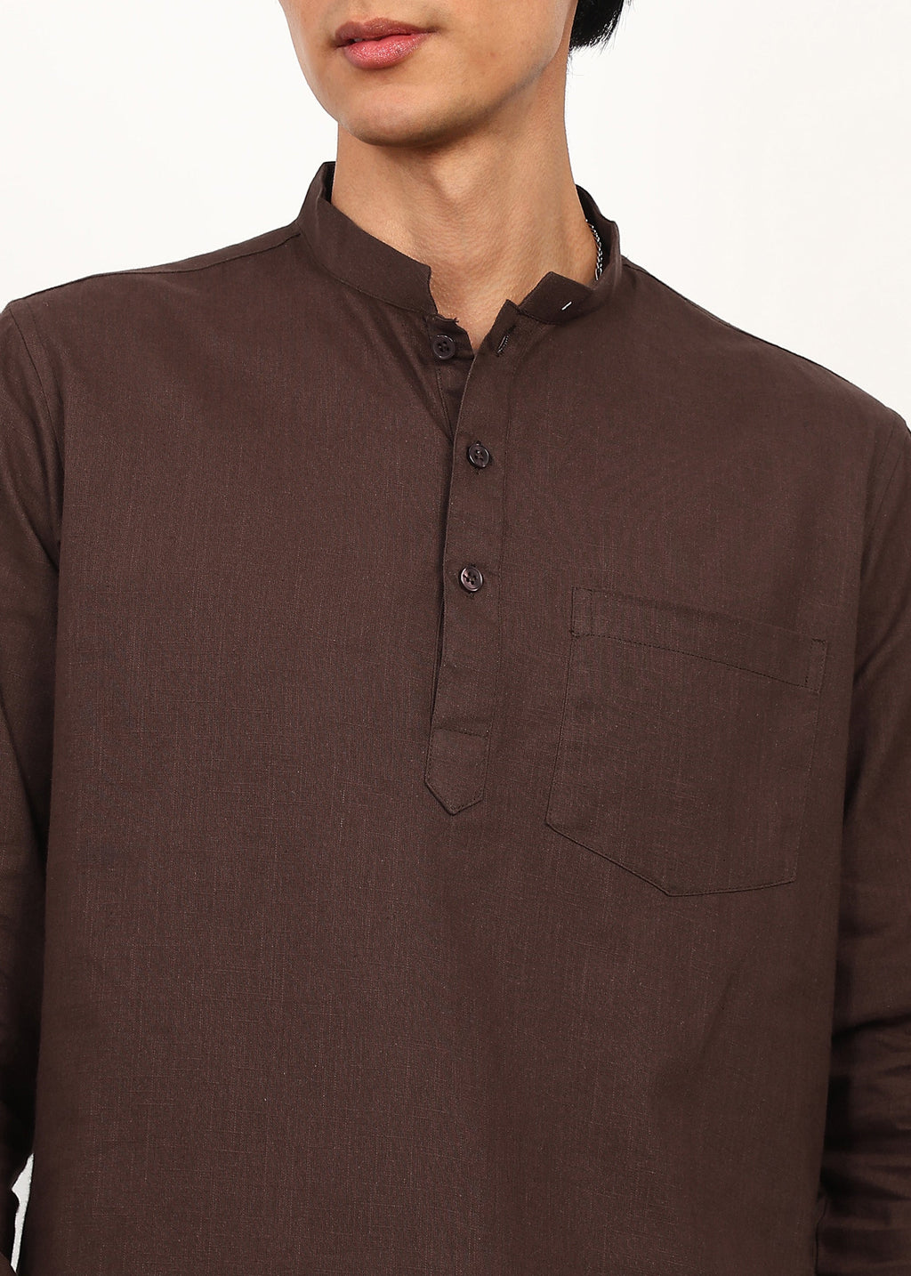 Fabmade Cocoa Drift Linen Kurta Set | Grocsy
