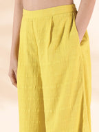 trueBrowns Lime Cotton Dobby V-Neck Co-ord Set | Grocsy
