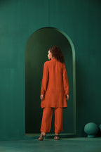 trueBrowns Rust Silk Collar Co-ord Set | Grocsy