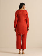 trueBrowns Rust Silk Blend Short Co-Ord Set | Grocsy