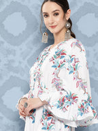 InWeave Women's White Floral Paisley Print Short Dress | Grocsy