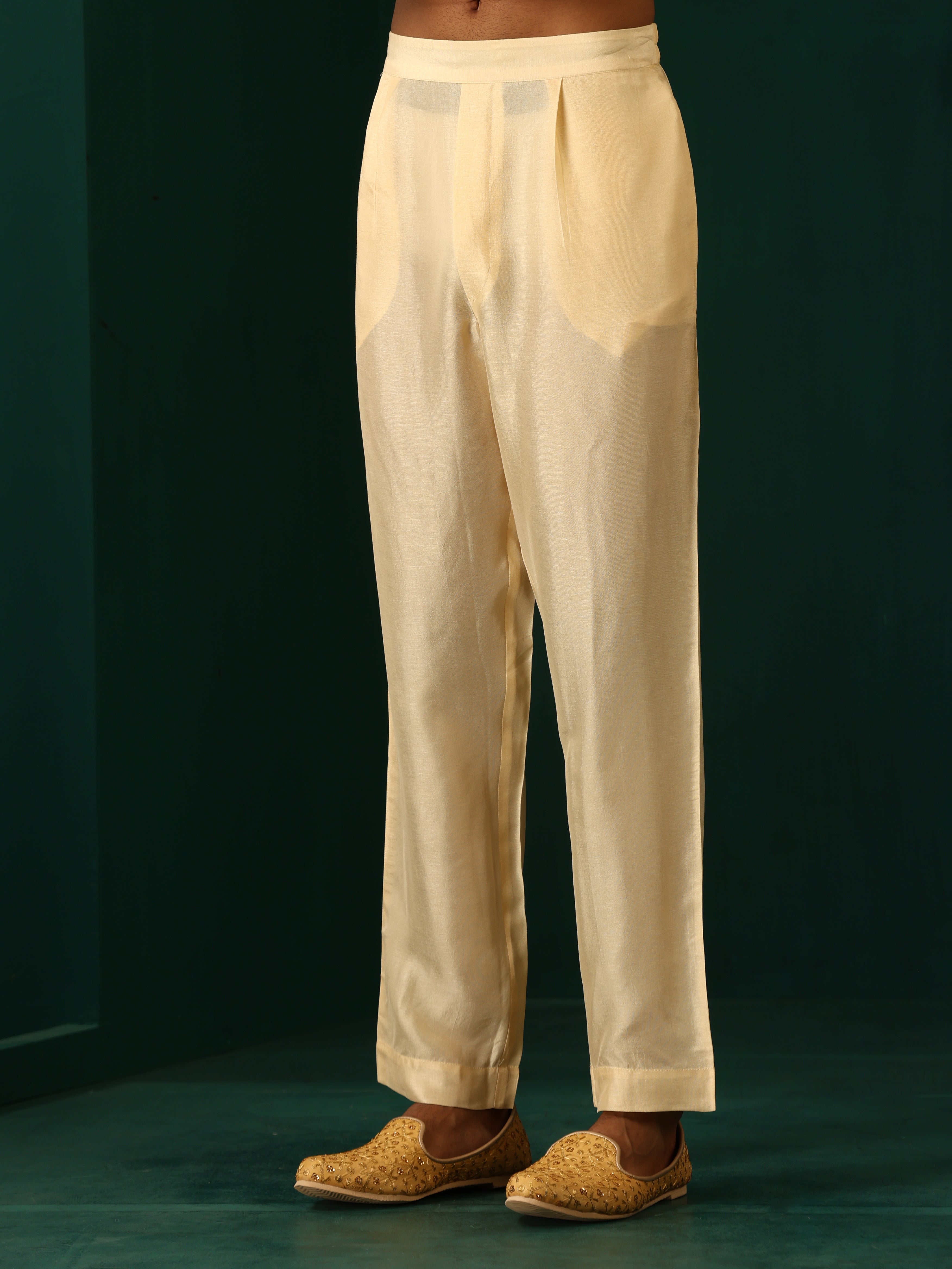 trueBrowns Men's Ivory Geometric Floral Viscose Silk Co-ord Set | Grocsy