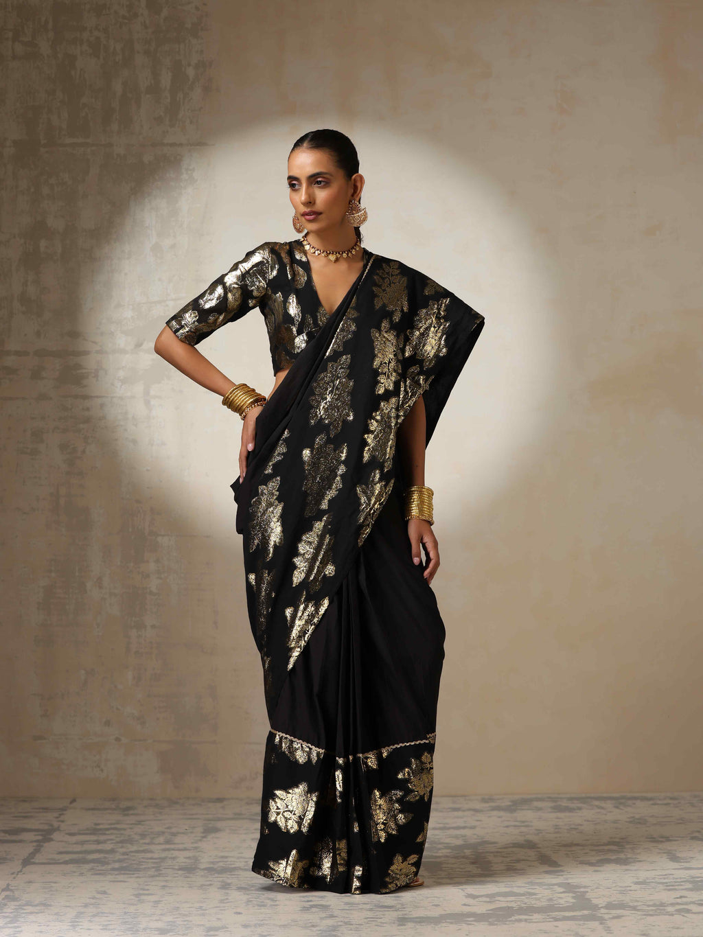 trueBrowns Black Metallic Blouse | Grocsy