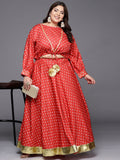 Ahalyaa Women Plus Size Printed Top with Skirt | Grocsy