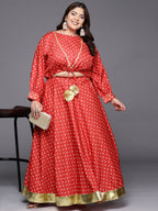 Ahalyaa Women Plus Size Printed Top with Skirt | Grocsy
