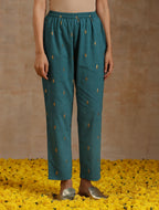 trueBrowns Deep Sea Gold Cotton Flared Co-Ord Set | Grocsy