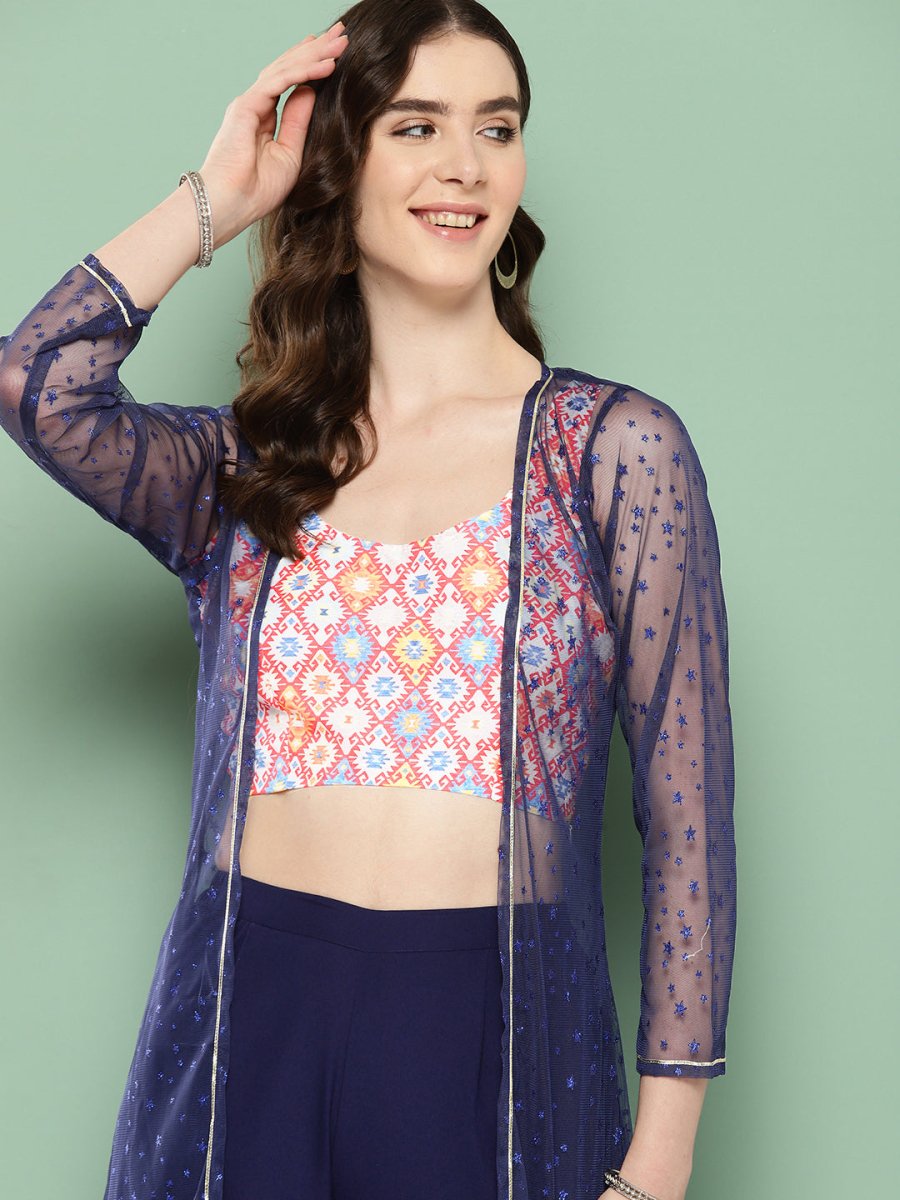 Ahalyaa Printed Ethnic Co-Ords with Shrug | Grocsy