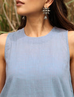 trueBrowns Blue Cotton Sleeveless Co-ord Set | Grocsy