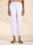 trueBrowns White Cotton Dobby V-Neck Kurta Pant Set | Grocsy