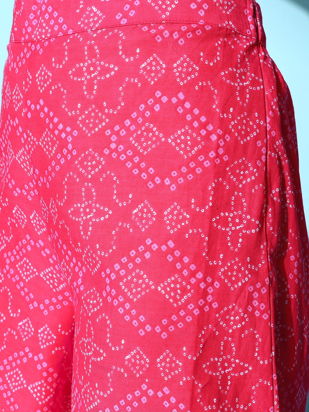 InWeave Women's Pink Bandhani Strappy Kurta Set | Grocsy