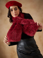 InWeave Women's Bright Rust Faux Fur Neck Warmer | Grocsy